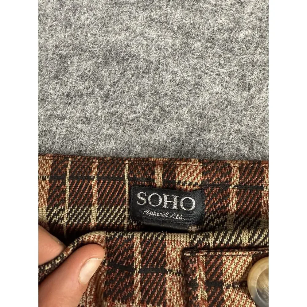 SoHo Apparel Ltd Pants Women Large Plaid Brown Career Dress Pants N34 - Picture 3 of 9